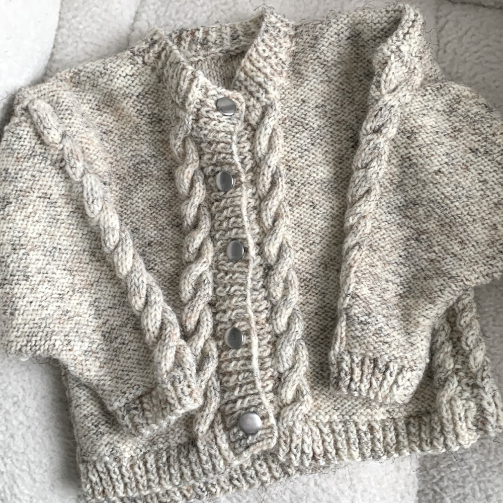 Cream speckled knit toddler sweater